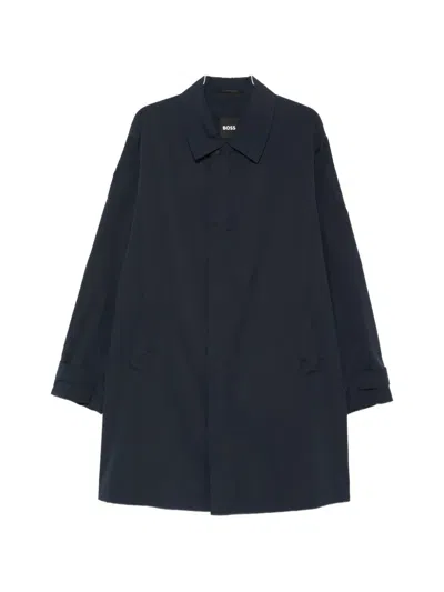 Hugo Boss Concealed-front Coat In Black