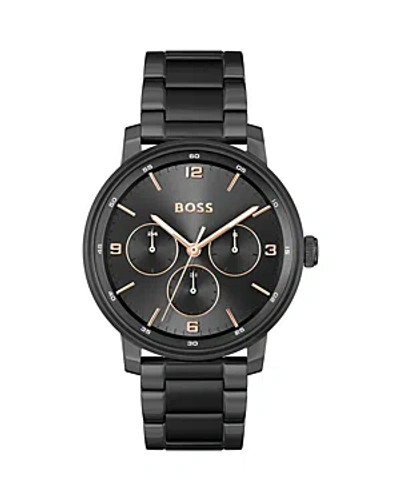 Hugo Boss Men's Contender Quartz Multifunction Ionic Plated Black Steel Watch 44mm