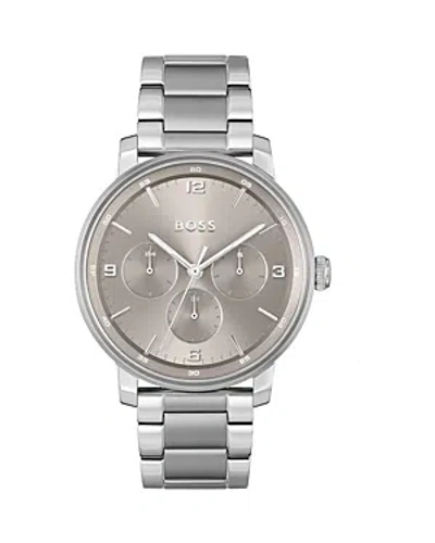 Hugo Boss Men's Contender Quartz Multifunction Silver-tone Stainless Steel Watch 44mm