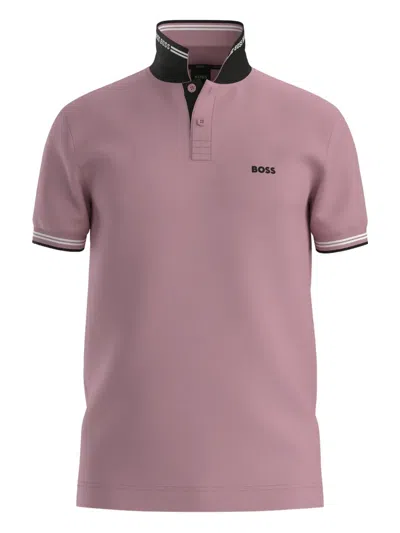 Hugo Boss Contrast-collar Polo Shirt In Purple