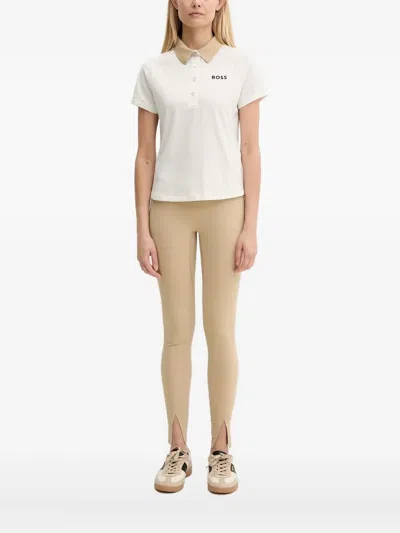 Hugo Boss Contrast-collar Polo Shirt In White