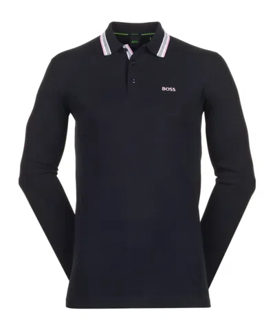 Hugo Boss Contrast-color Logo Polo Shirt In Black