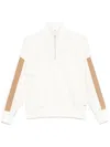 Hugo Boss Contrast-inserts Zip Sweatshirt In White