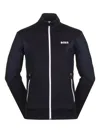 Hugo Boss Contrast-panel Zip-up Jacket In Blue