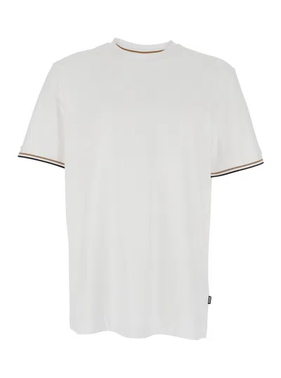 Hugo Boss Contrast Sleeve Trim T-shirt In White