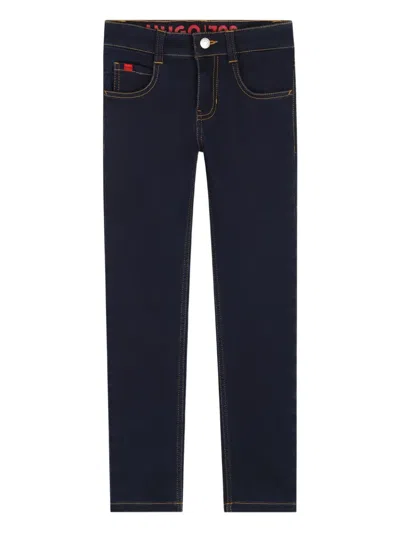 Hugo Boss Kids' Contrast-stitch Denim Trousers In Blue