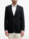 Hugo Boss Contrast-stitch Single-breasted Blazer In Black
