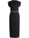 Hugo Boss Wool Dress With Contrast-fabric Stripes In Black