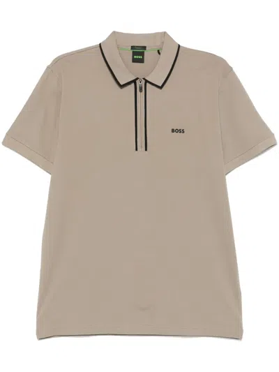 Hugo Boss Contrast-stripes Polo Shirt In Neutrals