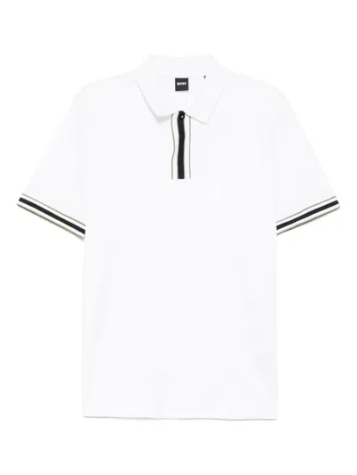 Hugo Boss Contrast Tipping Polo Shirt In White