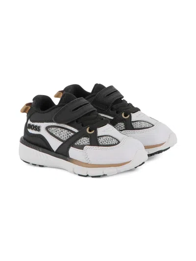 Hugo Boss Contrasting Back Design Sneakers For Boys In Black