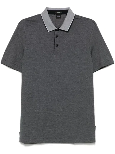 HUGO BOSS CONTRASTING-COLLAR COTTON POLO SHIRT