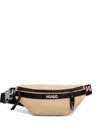 Hugo Boss Contrasting-logo Belt Bag In Neutrals