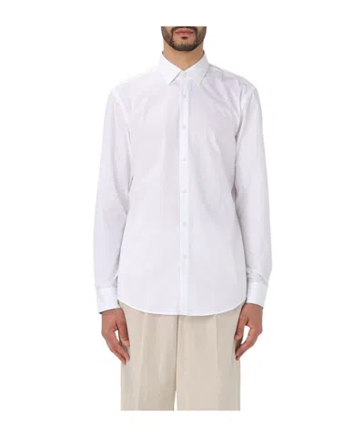 Hugo Boss Contrasting-trim Cotton Shirt In White