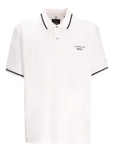 Hugo Boss Contrasting-trim Polo Shirt In White