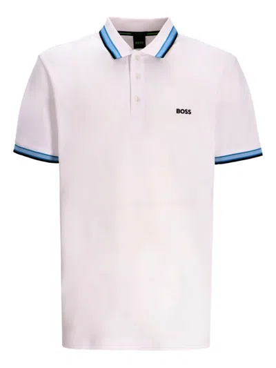 Hugo Boss Contrasting-trim Polo Shirt In White