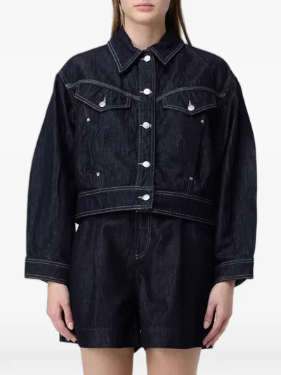 Hugo Boss Regular-fit Trucker Jacket In Rinse-washed Denim In Black