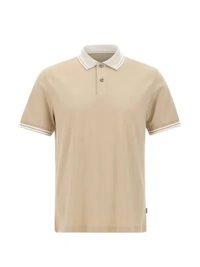 Hugo Boss Boss Phillipson Tipped Cotton Polo In Neutral