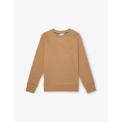 Hugo Boss Kids' Cookie Logo-print Long-sleeve Cotton-jersey Sweatshirt 4-12 In Brown