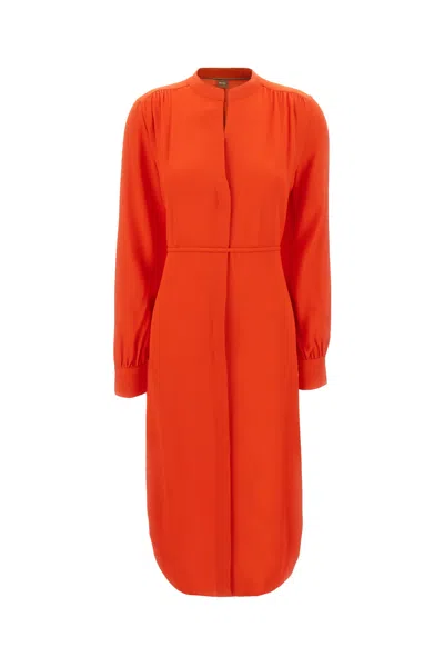 HUGO BOSS CORAL VISCOSE SHIRT DRESS