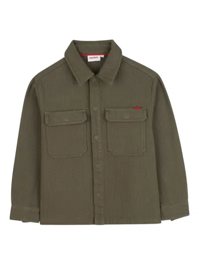 Hugo Boss Kids' Corduroy Shirt In Green