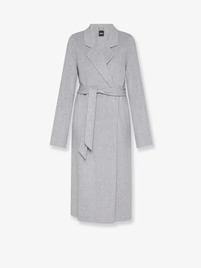 Hugo Boss Cotaz Double Face Wool Coat In Gray