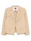 Hugo Boss Light Brown Cotton Blazer With Structured Shoulder Pads In Beige