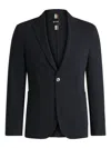 Hugo Boss Slim-fit Blazer In Micro-patterned Cotton In Blue