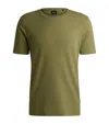Hugo Boss Mercerized-cotton T-shirt With Micro Pattern In Green