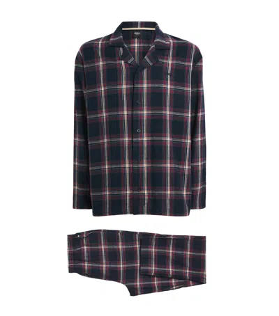 Hugo Boss Cotton-blend Check Pyjamas In Multi
