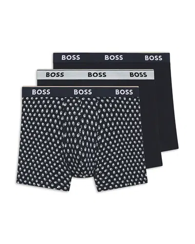 HUGO BOSS COTTON BLEND LOGO BOXER BRIEFS, PACK OF 3