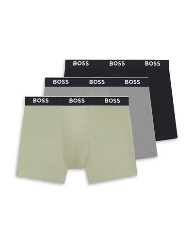 Hugo Boss Cotton Blend Logo Boxer Briefs, Pack Of 3 In Multi