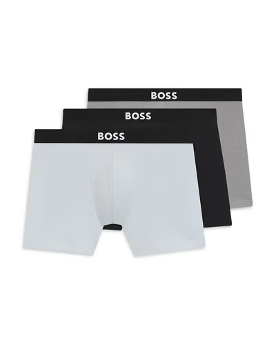 Hugo Boss Cotton Blend Logo Boxer Briefs, Pack Of 3 In Purple