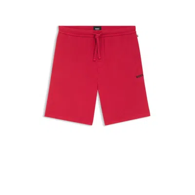 Hugo Boss Cotton-blend Pajama Shorts With Embroidered Logo In Red