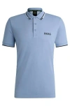Hugo Boss Cotton-blend Polo Shirt With Contrast Logos In Blue