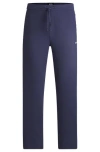 Hugo Boss Cotton-blend Pyjama Bottoms With Embroidered Logo In Blue