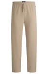 Hugo Boss Cotton-blend Pyjama Bottoms With Embroidered Logo In Gold