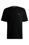 Hugo Boss Cotton-blend Pyjama T-shirt With Embroidered Logo In Black
