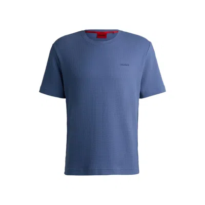 Hugo Boss Cotton-blend Pyjama T-shirt With Embroidered Logo In Blue