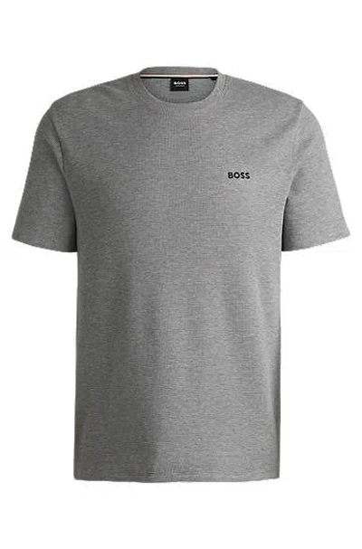 Hugo Boss Cotton-blend Pyjama T-shirt With Embroidered Logo In Medium Grey