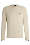 Hugo Boss Cotton-blend Regular-fit Sweater With Logo Print In Neutral