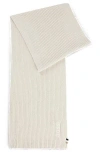 Hugo Boss Cotton-blend Scarf With Embroidered Logo In White