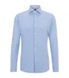 Hugo Boss Regular-fit Shirt In Structured Performance-stretch Material In Blue