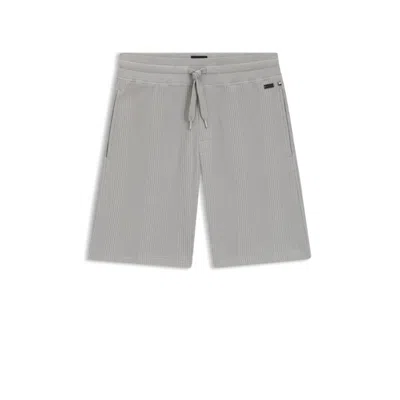Hugo Boss Cotton-blend Shorts In Knitted Jacquard In Gray