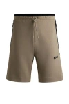 Hugo Boss Cotton-blend Shorts With 3d-moulded Logo In Brown