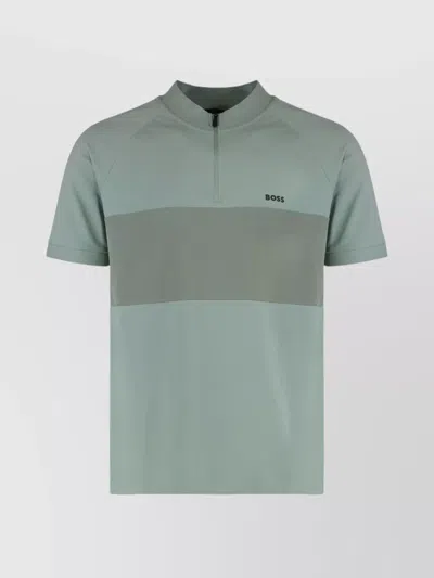HUGO BOSS COTTON BLEND SPORT POLO WITH ZIP COLLAR