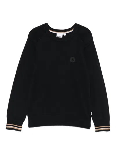 Hugo Boss Kids' Cotton Blend Sweater In Black