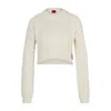 Hugo Boss Cotton-blend Sweater With Cable-knit Structure In White