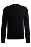 Hugo Boss Cotton-blend Sweater With Two-tone Structure In Schwarz