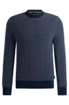 Hugo Boss Cotton-blend Sweater With Two-tone Structure In Cornflower Blue